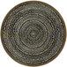 A Joy Carpets round area rug with a circular pattern.