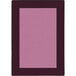 A purple rectangular area rug with a black border.