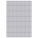A white rectangular area rug with a grid pattern in black.