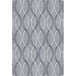 A close-up of a Joy Carpets Seventh Heaven smoke grey rectangular area rug with a grey and white pattern.