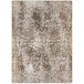 A close-up of a Joy Carpets First Take Antique Taupe area rug with an ornate pattern in beige and brown.