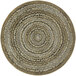 A Joy Carpets round stone area rug with a circular pattern.