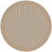 A beige round area rug with a spiral pattern of circles.