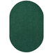 A dark green oval Joy Carpets area rug with a white border.