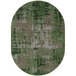A green and grey Joy Carpets Kid Essentials Terra Mae oval area rug with a meadow pattern.