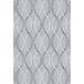 A white and gray rectangular area rug with a pattern of white dots on a grey background.