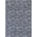 A close up of a gray Joy Carpets rectangular area rug with a pattern on it.