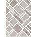 A close up of the gray and white geometric pattern on a Joy Carpets Impressions Midas rectangular area rug.