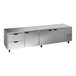 A stainless steel Beverage-Air undercounter refrigerator with 3 drawers.
