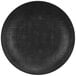 A black Cal-Mil Sedona melamine plate with a textured pattern.