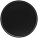 A black round plate with a black rim.