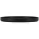 A black round Cal-Mil melamine plate with a white border.