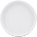A white Cal-Mil melamine plate with a round rim.