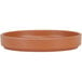 A brown Cal-Mil Hudson Terra Cotta low rim melamine plate.