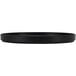 A black round Cal-Mil melamine plate with a white rim.