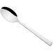 A Sola stainless steel spoon with a black stripe on the handle.