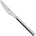 A Sola stainless steel dessert knife with a black handle and silver blade.