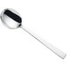 A Sola stainless steel soup spoon with a long silver handle.