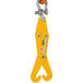 Vestil heavy-duty steel beam tongs with a yellow hook and chain.