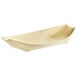 A EcoChoice wooden boat shaped food tray.