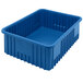 A blue plastic Quantum heavy-duty dividable container.