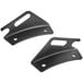 A pair of black metal Backyard Pro front shelf brackets.