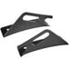 A pair of black metal Backyard Pro front shelf brackets.