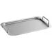 A stainless steel Backyard Pro side table tray with handles.