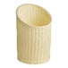 An Acopa woven plastic rattan basket with a curved edge and handle.