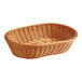 An Acopa dark brown woven plastic rattan basket.