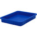 A blue rectangular Quantum heavy-duty plastic container with dividers.