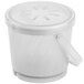 A clear plastic soup container with a lid.