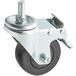 A Backyard Pro swivel stem caster with a metal and black rubber wheel.