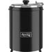 An Avantco black countertop soup warmer with lid.