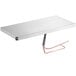 A white rectangular metal drain pan with wires.