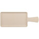 A rectangular white melamine serving tray with a handle.