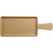 An Elite Global Solutions rectangular tan melamine serving tray with a handle.