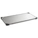 A rectangular silver stainless steel Metro shelf.