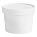 A white double poly-coated paper food container with a vented paper lid.