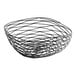 A Tablecraft black wire basket with a spiral design.