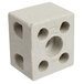 A white ceramic square terminal block with four holes.