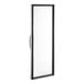 A rectangular glass door with a white frame.