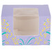 A purple Easter egg box with a yellow butterfly window design.