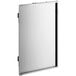 A white rectangular metal door with black corners.