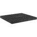 A black grate with holes on a white background.