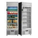 A FoodSpot smart fridge with a glass door full of food.