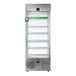 A FoodSpot smart fridge with green glass doors.