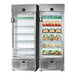 A white FoodSpot BA1 smart fridge with a glass door full of food on shelves.