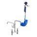 A Waterloo pet grooming faucet with a blue coiled hose attached.