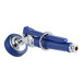 A blue and silver Waterloo Pet Grooming angled spray valve with a metal handle.